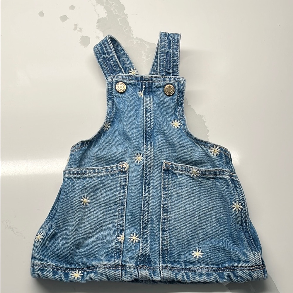 GAP Blue Denim Overall Dress 3-6m